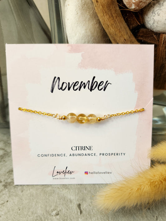 Loveliev November birthstone Citrine crystal bracelet jewelry