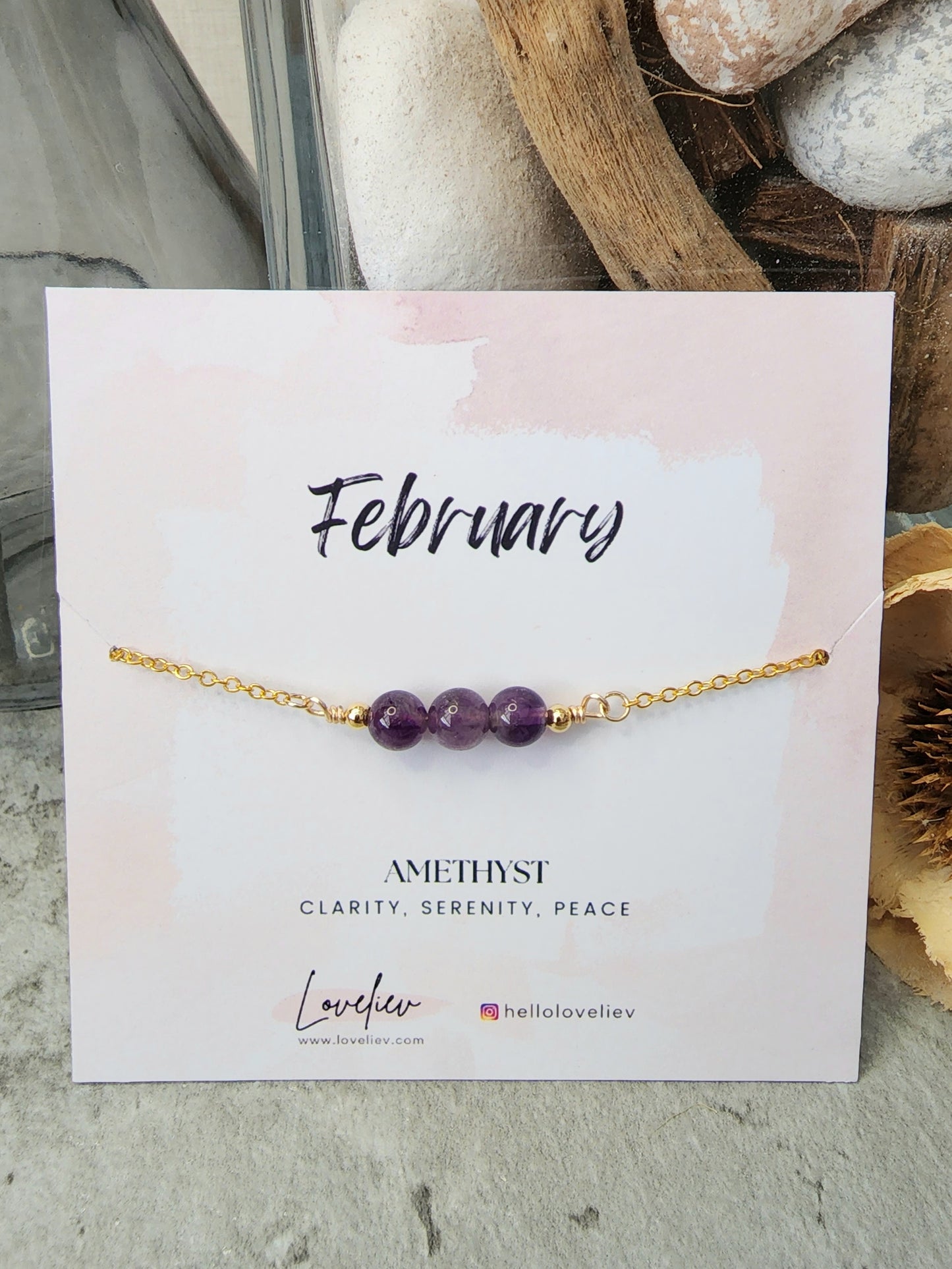 Loveliev February amethyst crystal bracelet jewelry