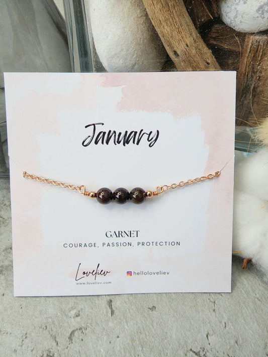 Loveliev January birthstone Garnet crystal bracelet jewelry