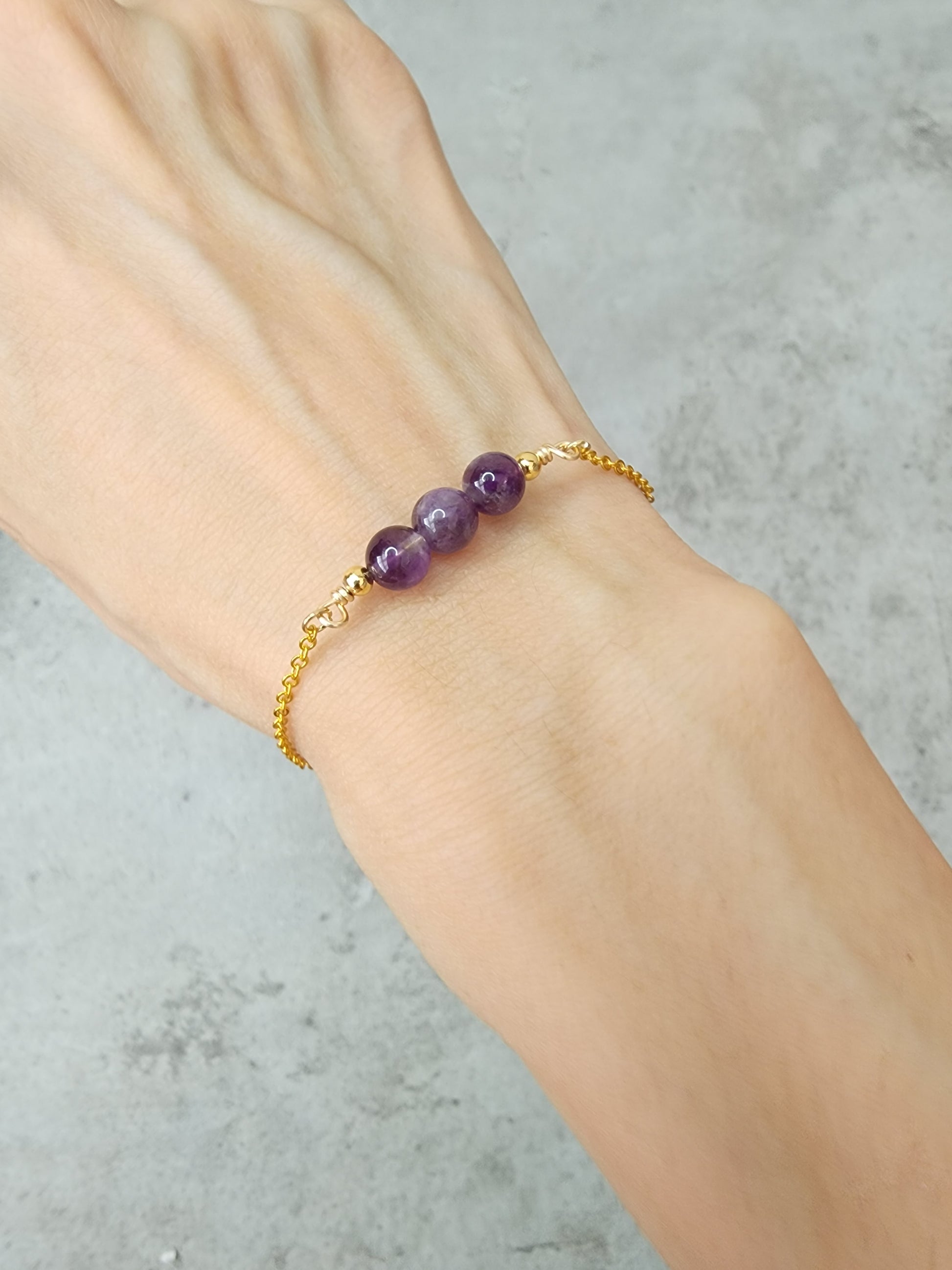 Loveliev February birthstone amethyst crystal bracelet jewelry