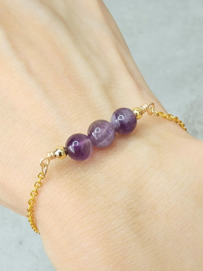 Loveliev February birthstone amethyst crystal bracelet jewelry