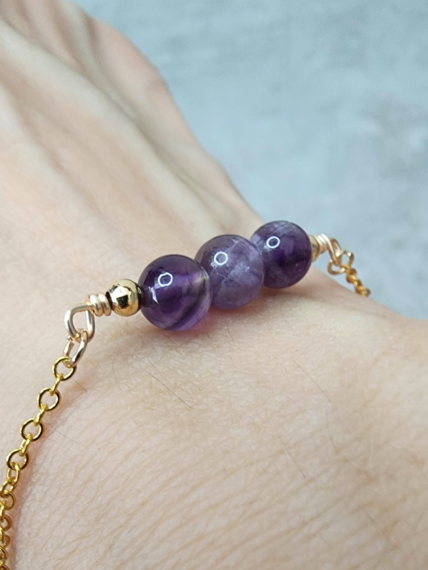 Loveliev February birthstone amethyst crystal bracelet jewelry