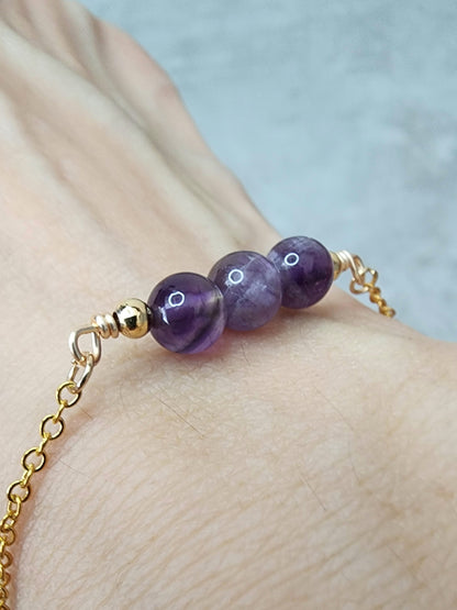 Loveliev February birthstone amethyst crystal bracelet jewelry