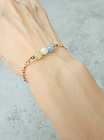 Loveliev March birthstone Aquamarine crystal bracelet jewelry