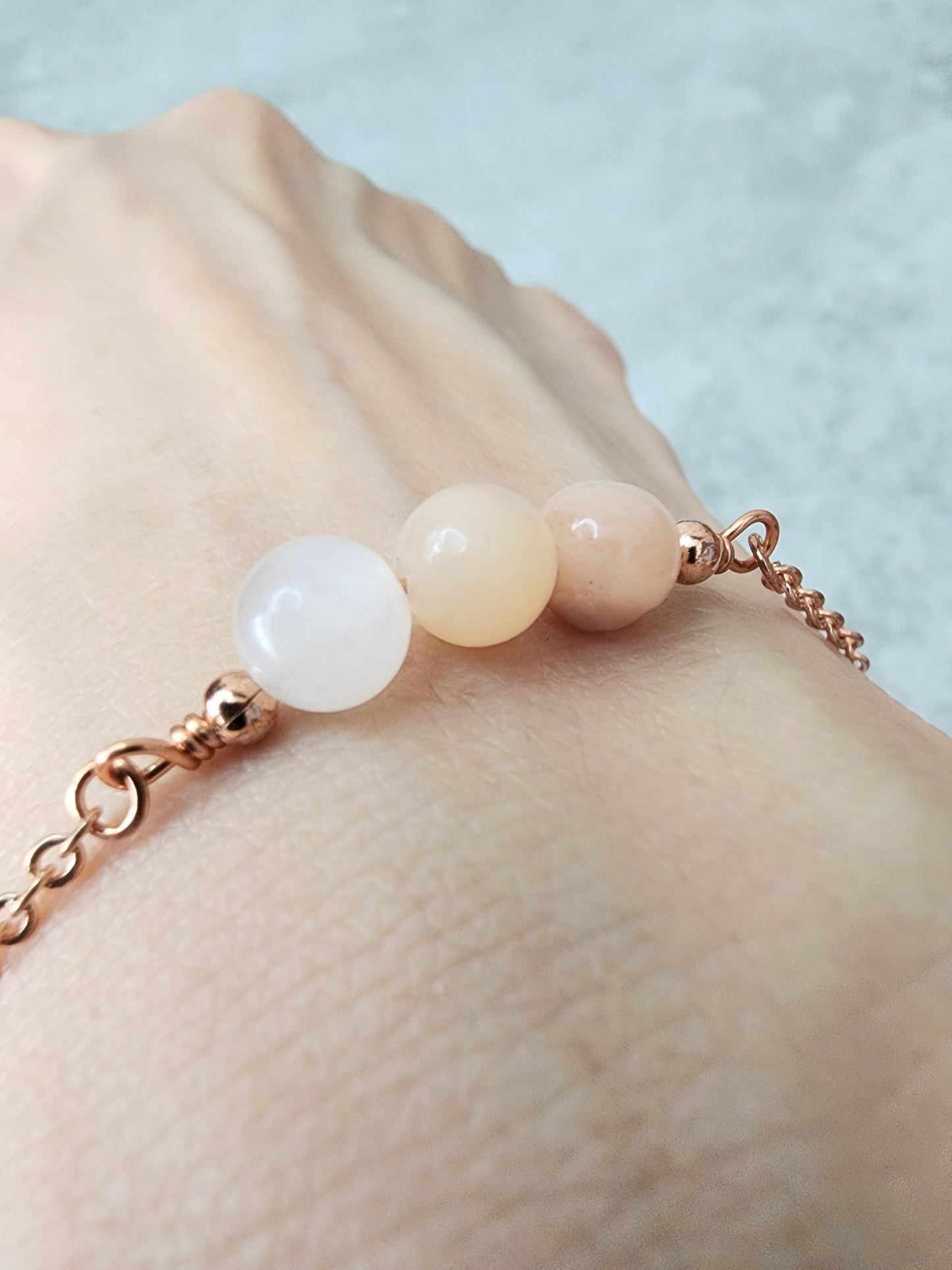 Loveliev Peach Agate crystal bracelet jewelry