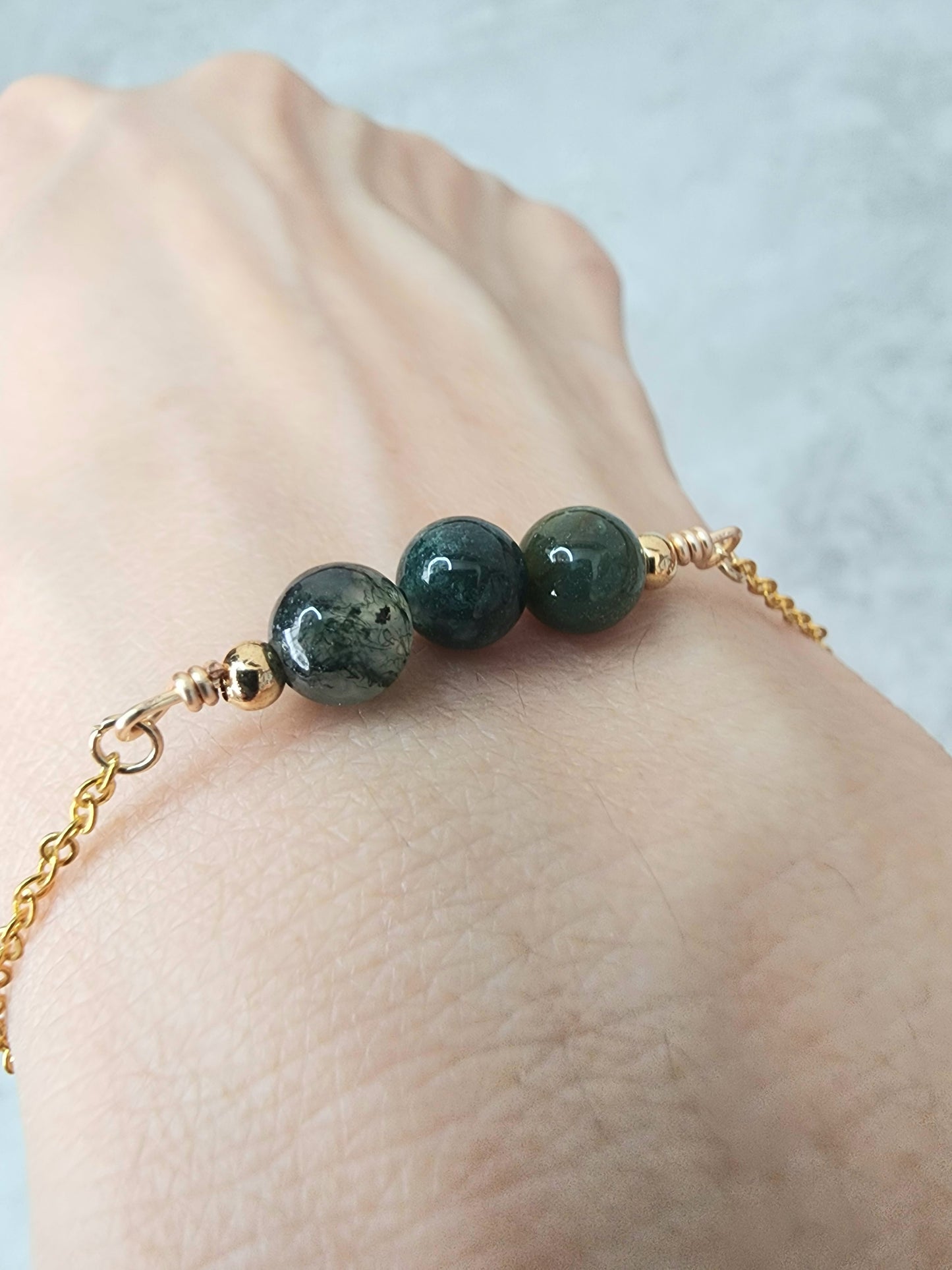 Loveliev Moss Agate crystal bracelet jewelry