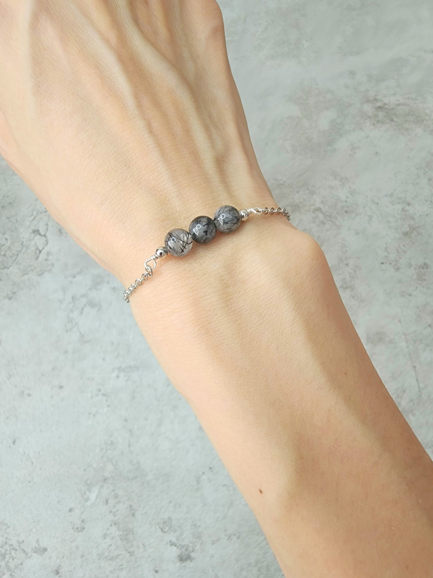 Loveliev black rutilated quartz crystal bracelet