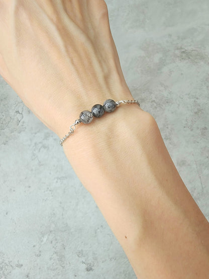 Loveliev black rutilated quartz crystal bracelet