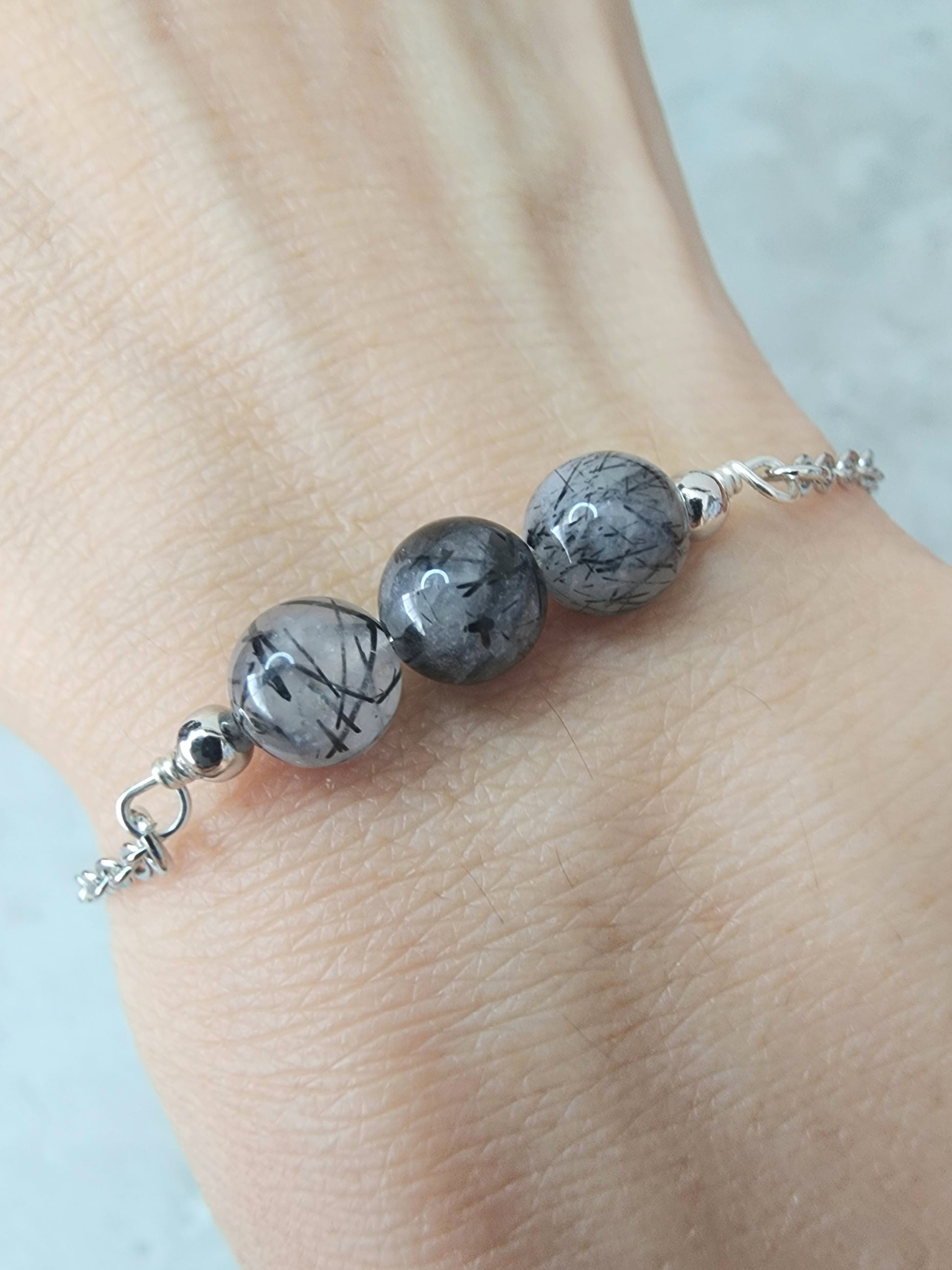 Loveliev black rutilated quartz crystal bracelet