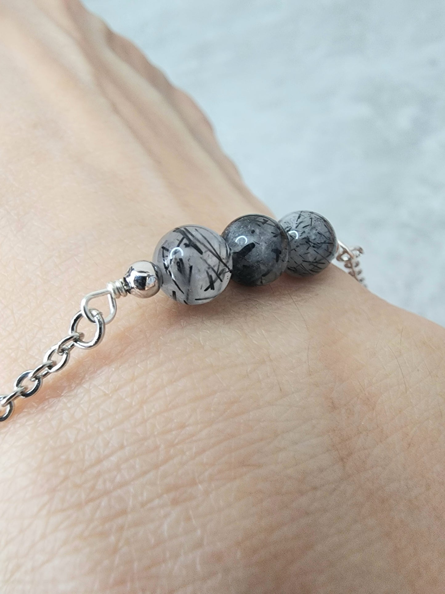 Loveliev black rutilated quartz crystal bracelet