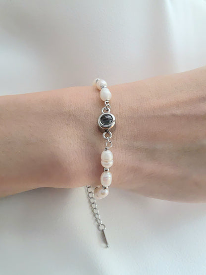 personalised photo baroque pearl bracelet