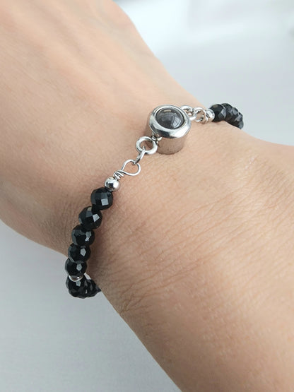 personalized black tourmaline photo bracelet