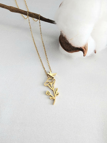 morning glory initial necklace