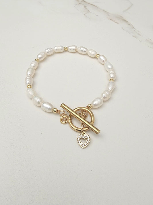 Loveliev Pearl Love Toggle Bracelet