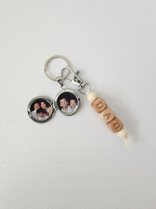 Father's Day Dual Photo Locket and Dad Beaded Keychain