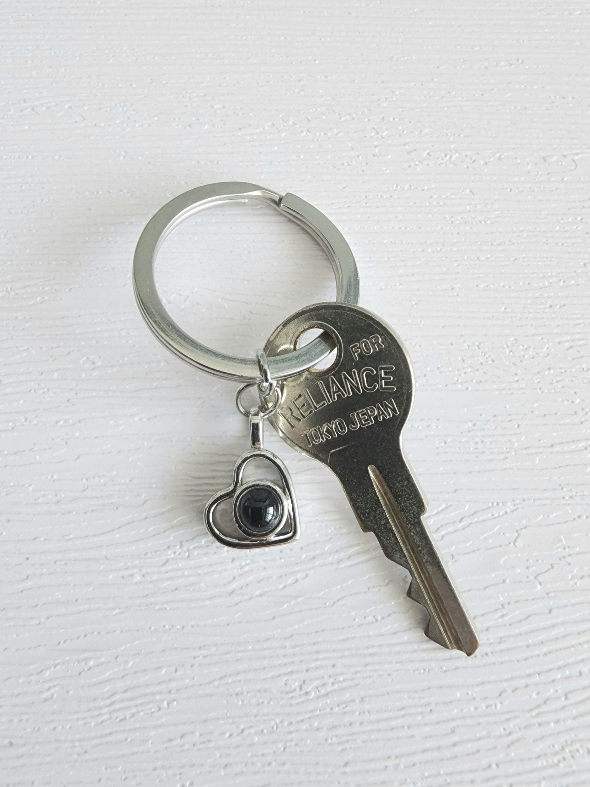 love photo keychain with key