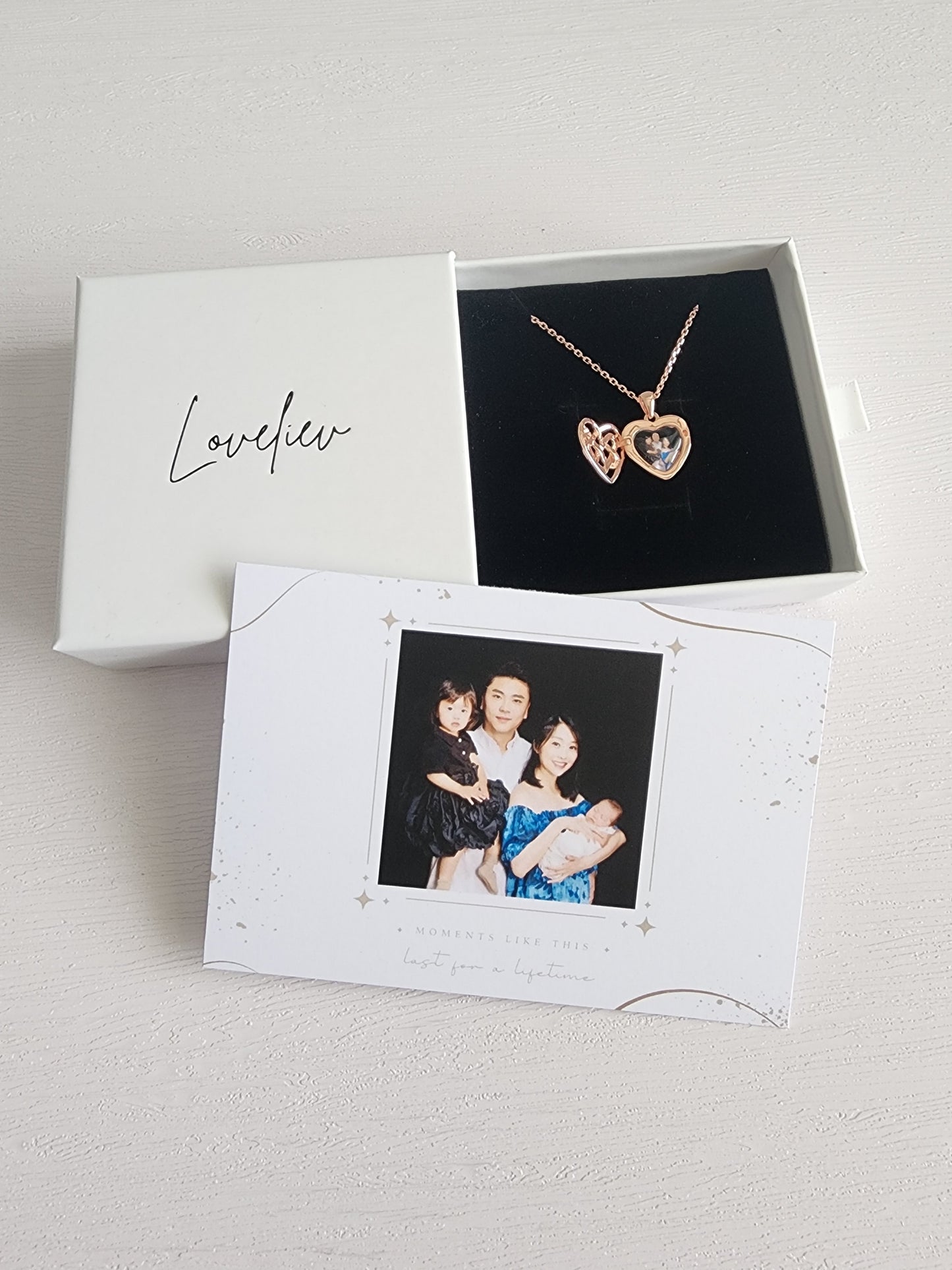 Loveliev Personalized Interlocking Heart Photo Locket Necklace Rose Gold