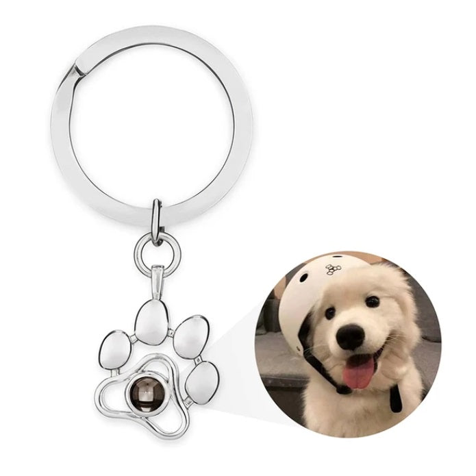 dog paw photo keychain