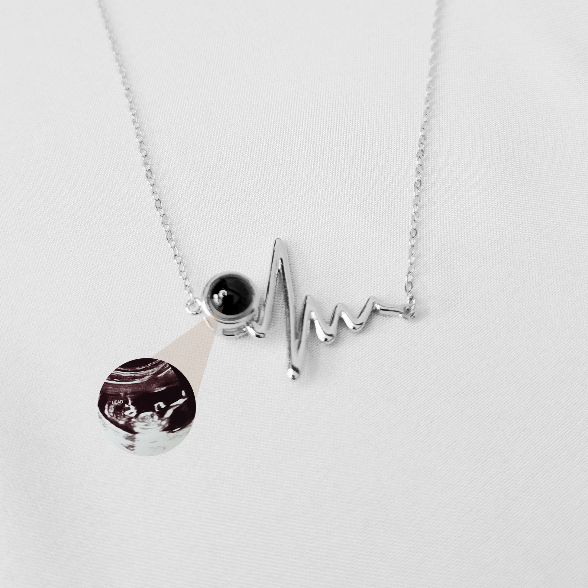 personalized baby heart rhythm photo necklace