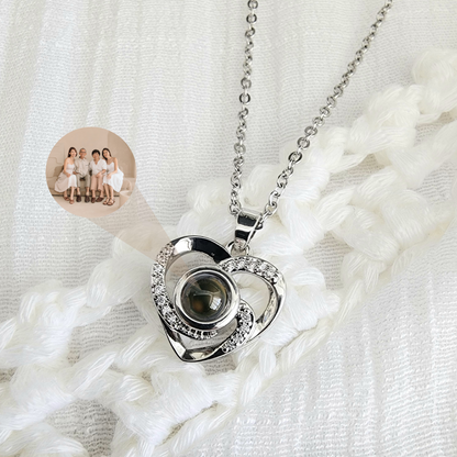 personalized interlocking heart photo necklace