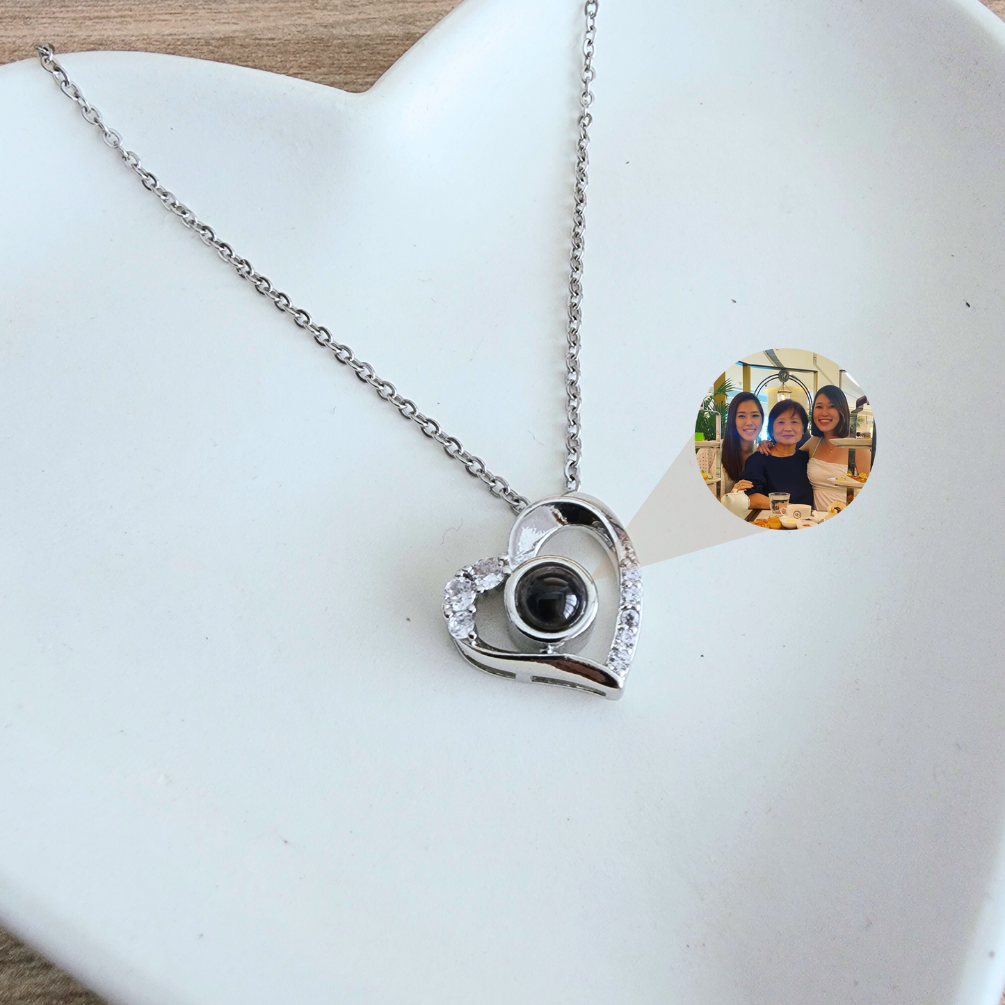 personalized zirconia love photo necklace