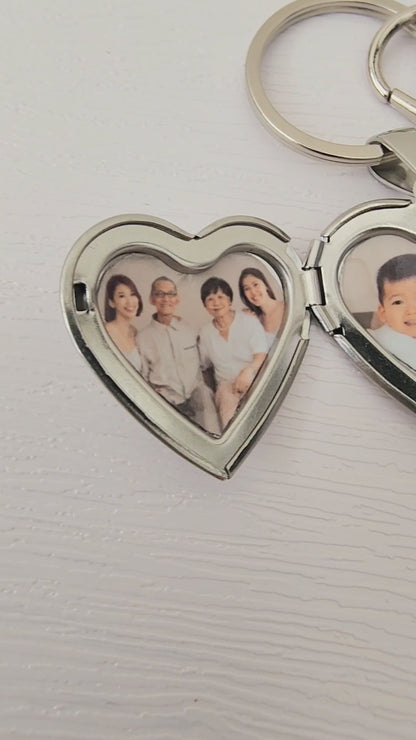 Mother's Day Dual Photo Locket and Mom Beaded Keychain