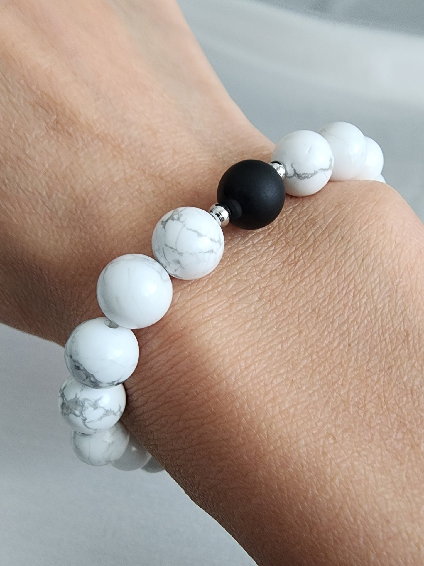 Yin Yang You Complete Me Howlite Bracelet